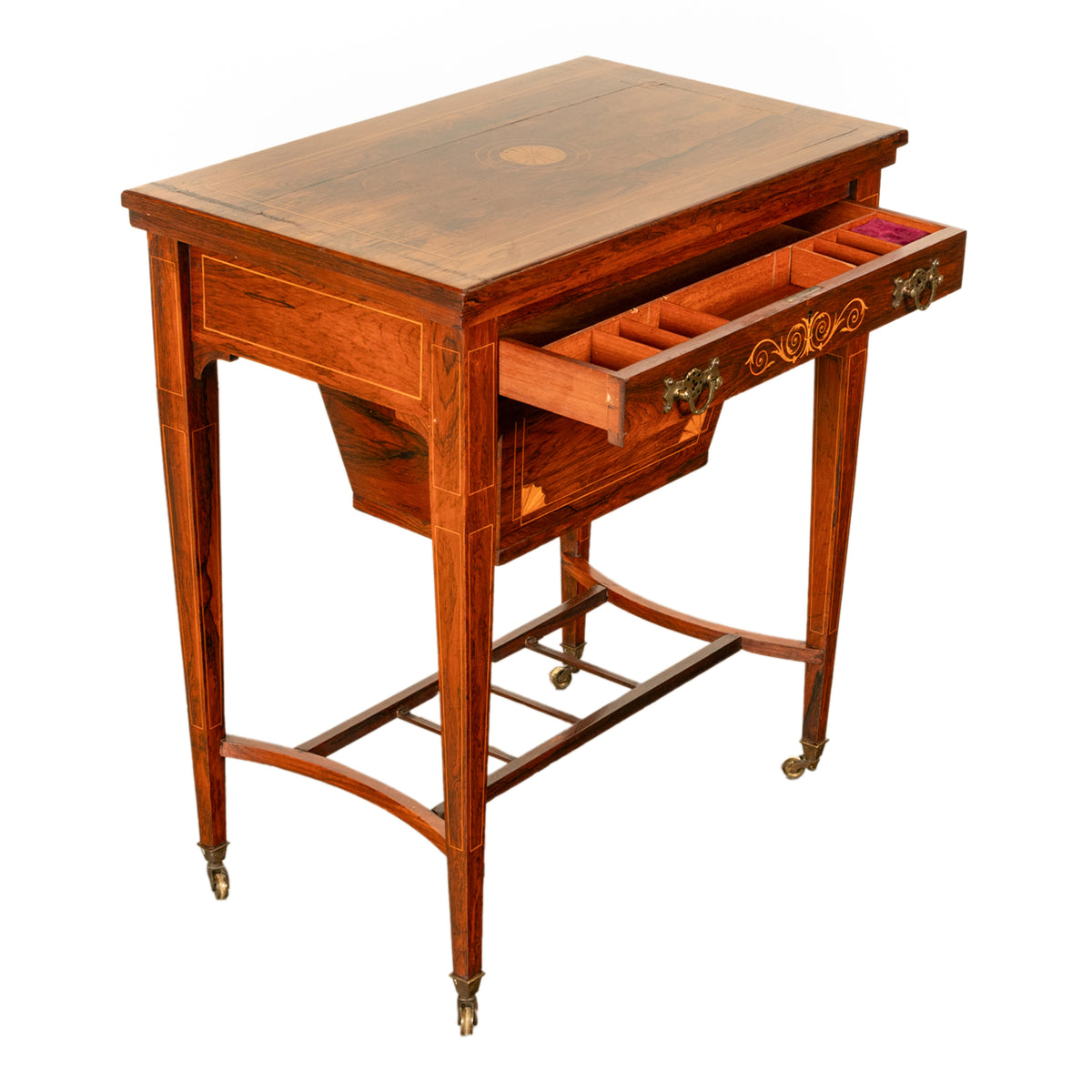 Antique Rosewood Regency Inlaid Chess Backgammon Cribbage Game Sewing Table 1890