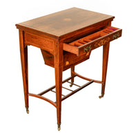 Antique Rosewood Regency Inlaid Chess Backgammon Cribbage Game Sewing Table 1890