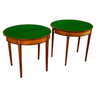 Antique Pair of Georgian Demi-lune Inlaid Mahogany & Stainwood Card Tables 1780 Ex-Christies