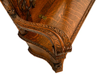 Antique R. J. Horner & Co Monumental Carved Oak Figural Griffins Hall Bench 1890