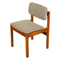 Mid Century Modern Danish Jens Risom Set 4 Teak Dining Chairs 1960 Newly Re-upholstered