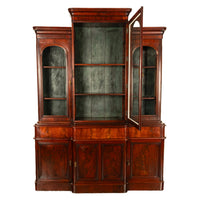 Antique 19th Century Large Breakfront Flame Mahogany Bookcase Bibliotheque 1850