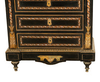 Antique French Napoleon III Mother-Of-Pearl Inlaid Ormolu Marble Top Secretaire Desk Chest 1860