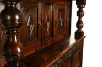 Antique English 17th Century Jacobean Charles I Carved Oak Court Cupboard Cabinet 1630