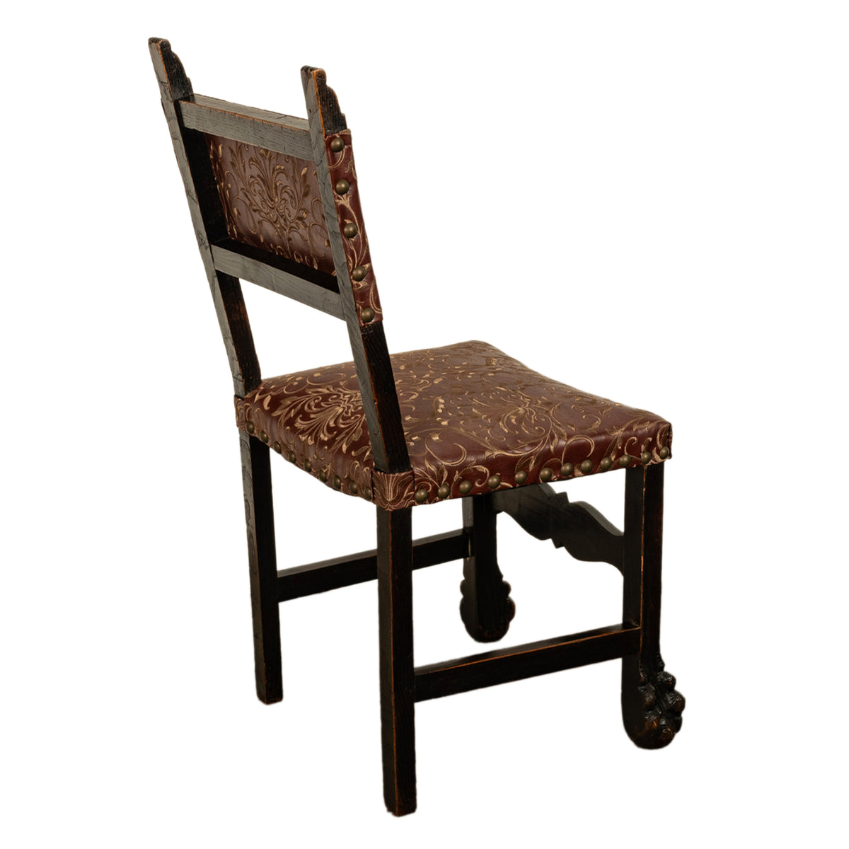 Antique Spanish Baroque Hand-Carved Walnut & Iron Trestle Desk & Chair 1860
