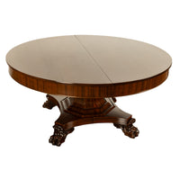 Antique American Empire 60" Extending to 10' Mahogany Pedestal Dining Table 1830