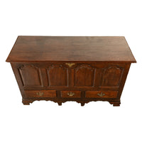 Antique Early Georgian Large 4 Panel 3 Drawer Hinged Top Mule Chest Coffer 1740