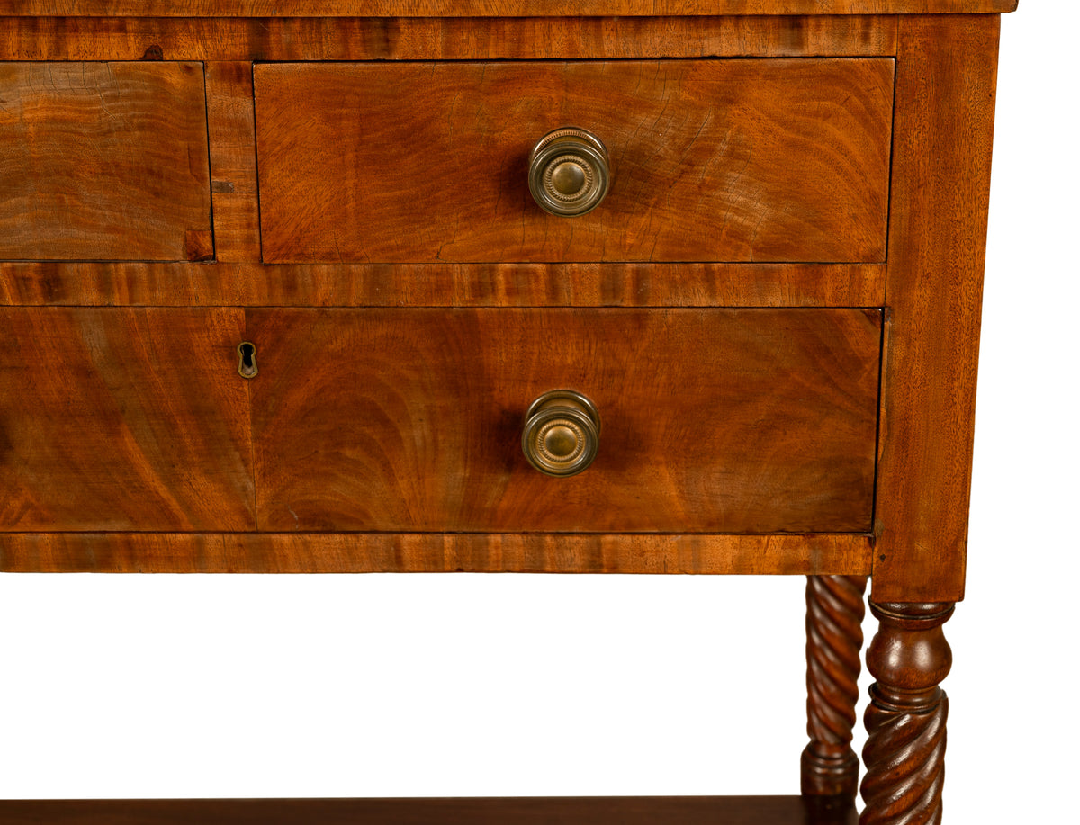 Antique American Federal Mahogany Sheraton 3 Drawer Server Chest New England, Circa 1810