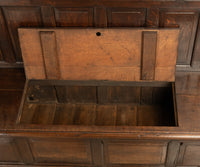 Antique 18th Century Georgian Oak Paneled Box Pub Tavern Settle Bench 1750