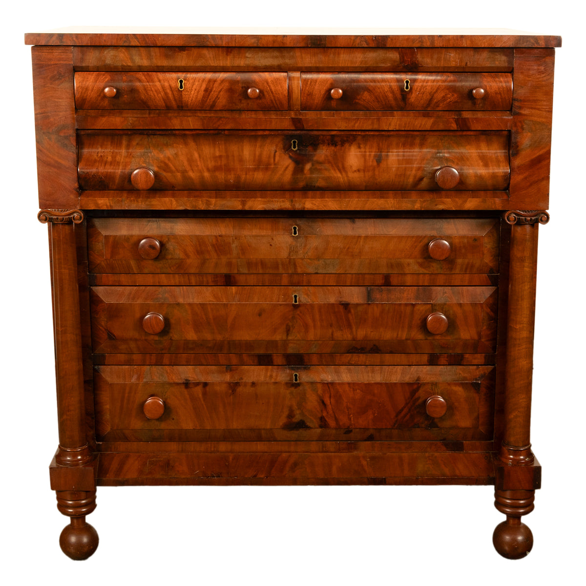 Antique American Classical Mahogany Chest Drawers Dresser Commode New York 1830