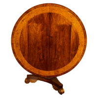 Antique Georgian Regency Amboyna Walnut Parcel Gilt Tilt-Top Breakfast Dining Table Circa 1820