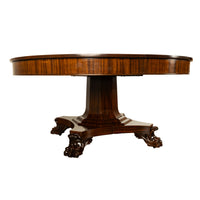 Antique American Empire 60" Extending to 10' Mahogany Pedestal Dining Table 1830