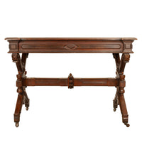 Antique American Walnut Renaissance Revival Aesthetic Movement Desk Table 1875