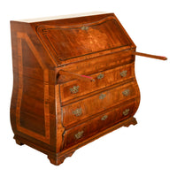Antique Dutch Rococo Inlaid Marquetry Walnut Bombe Secretary Desk Bureau 1780