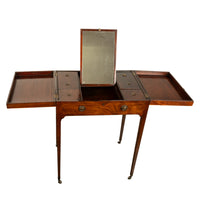 Antique Inlaid Mahogany Georgian Sheraton Folding Vanity Mirror Dressing Table