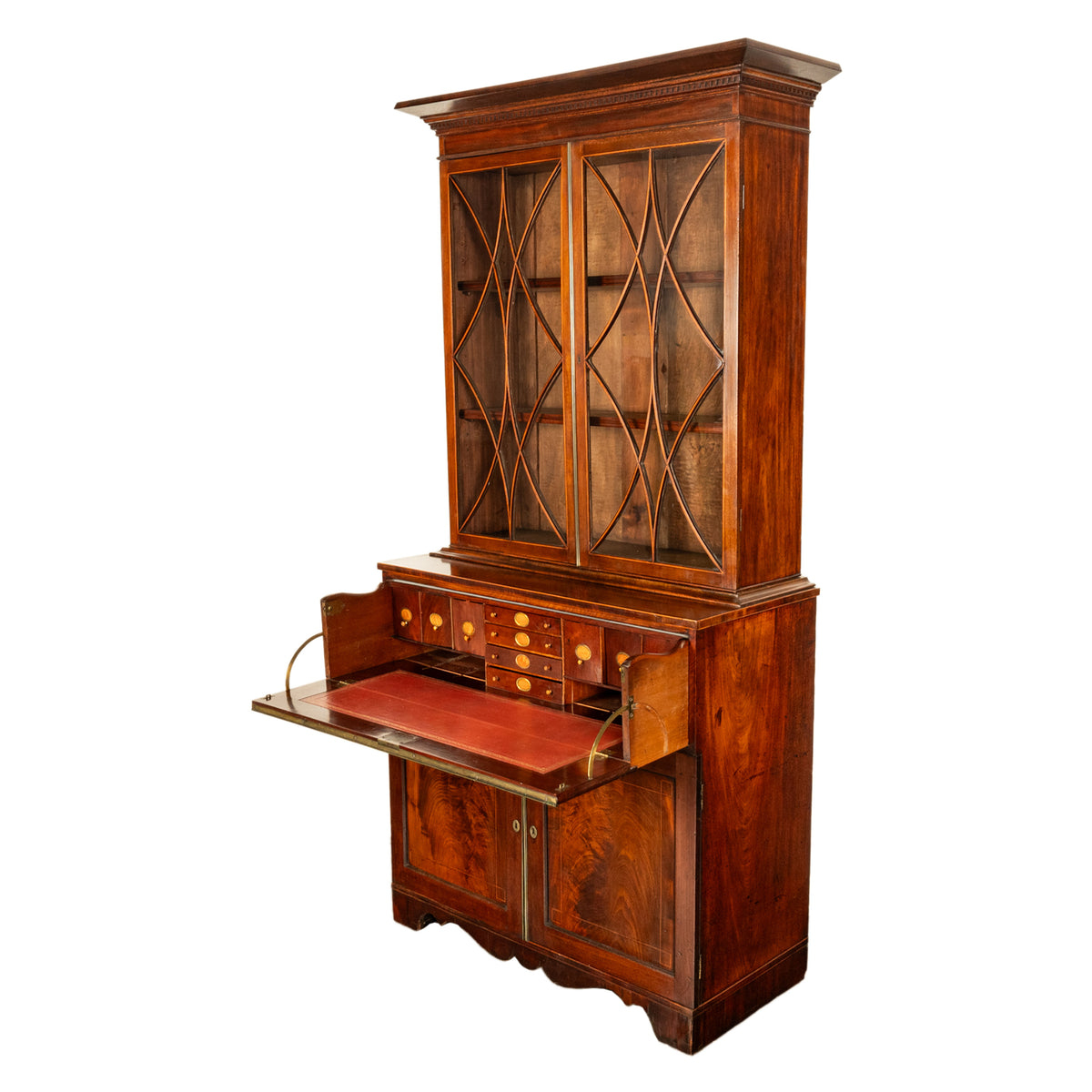 Antique Georgian Mahogany Bookcase Secretary Collectors Doctors Cabinet 1790