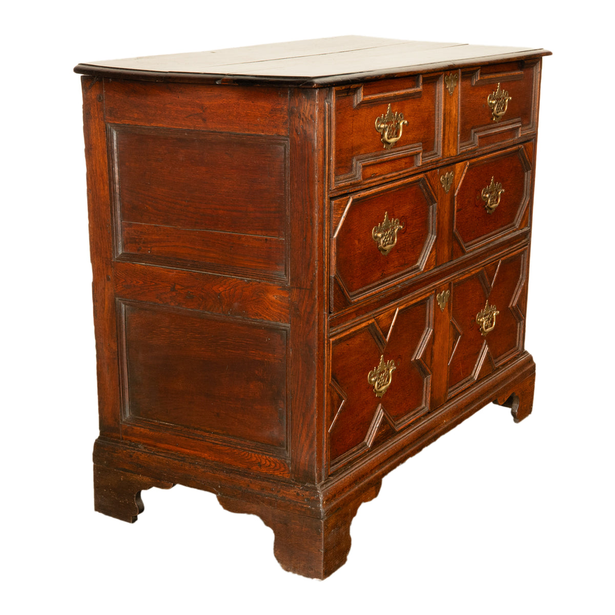 Antique 18th Century William & Mary Oak Geometric Mule Chest of Drawers 1700