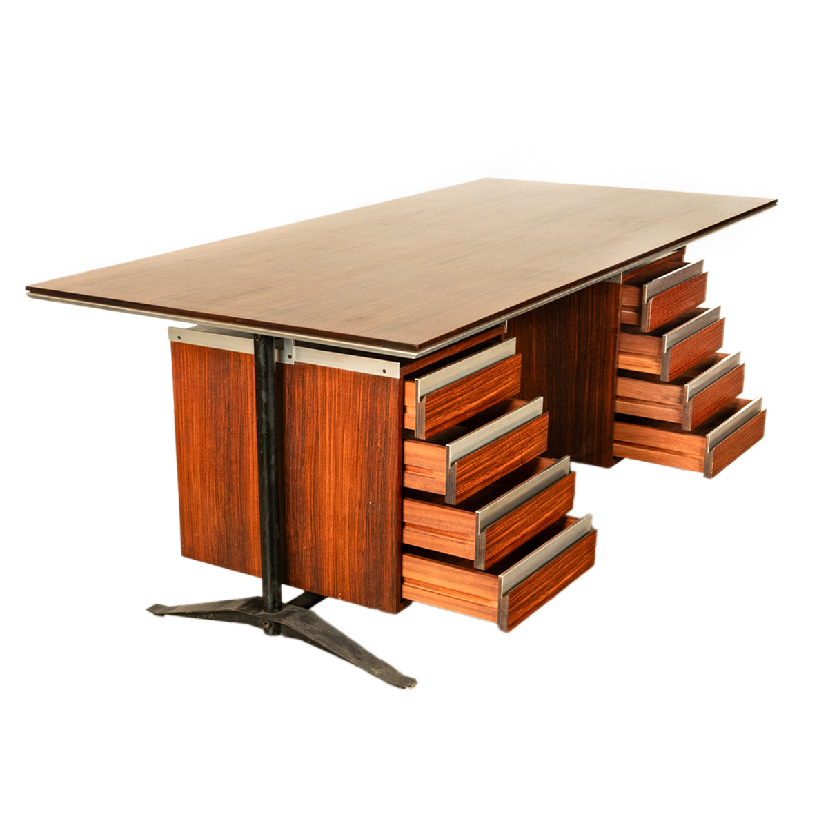 Italian Rosewood Mid Century Modern Executive Desk Gio Ponti Antonio Fornaroli Alberto Rosselli 1955