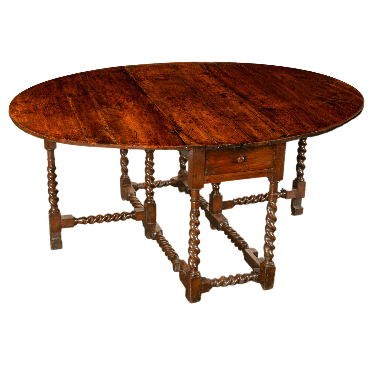 Antique 17th Century William & Mary Oak Barley Twist Gateleg Dining Table 1690