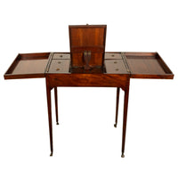 Antique Inlaid Mahogany Georgian Sheraton Folding Vanity Mirror Dressing Table