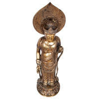 Antique 18th Century Japanese Edo Gilt Bronze Kannon Buddha Statue Figure 1750