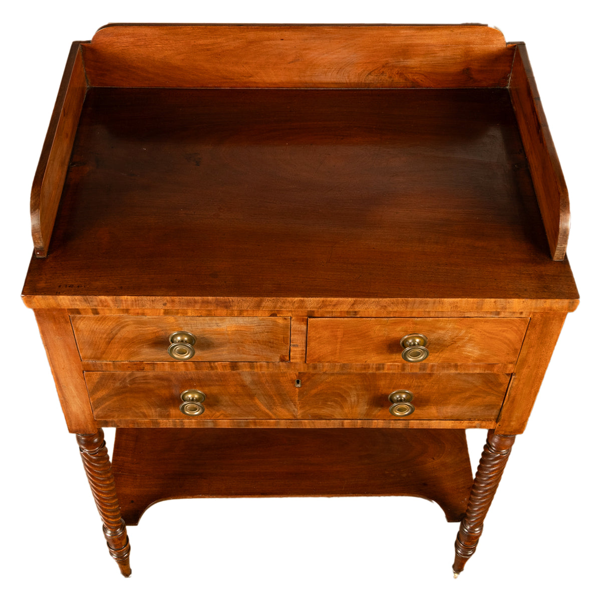 Antique American Federal Mahogany Sheraton 3 Drawer Server Chest New England, Circa 1810
