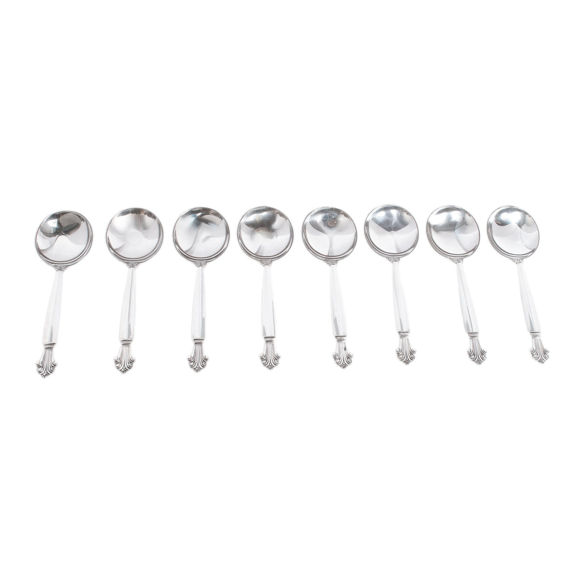 Georg Jensen Acanthus Danish Sterling Silver 69 Piece Flatware Dining Set for 8