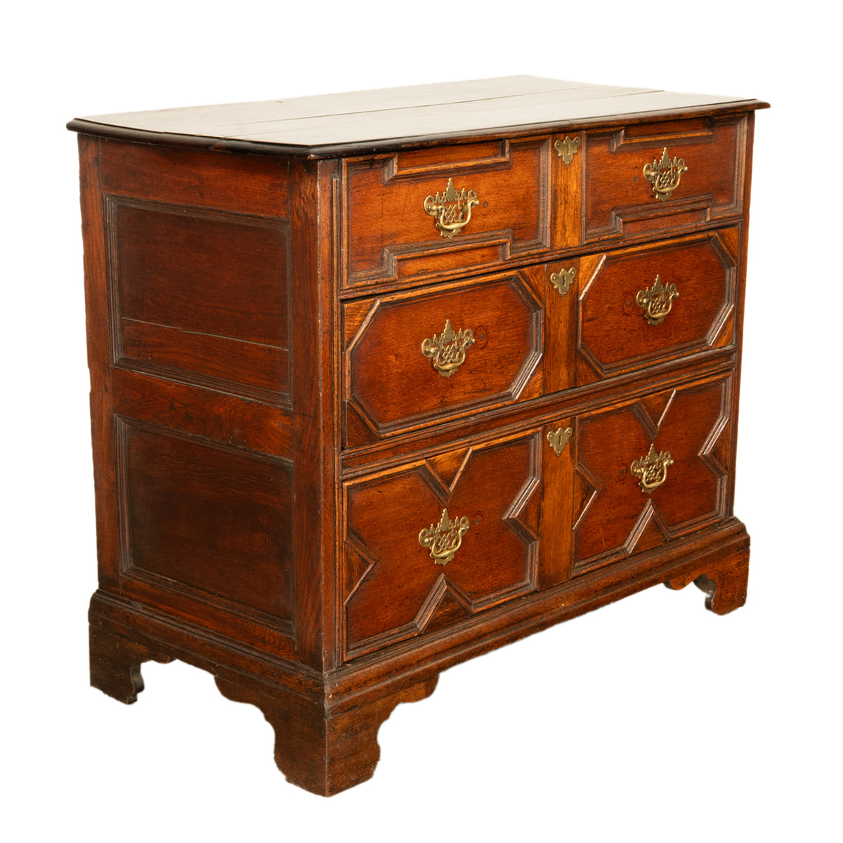 Antique 18th Century William & Mary Oak Geometric Mule Chest of Drawers 1700