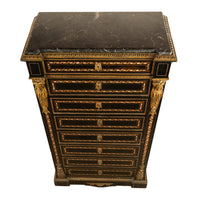 Antique French Napoleon III Mother-Of-Pearl Inlaid Ormolu Marble Top Secretaire Desk Chest 1860