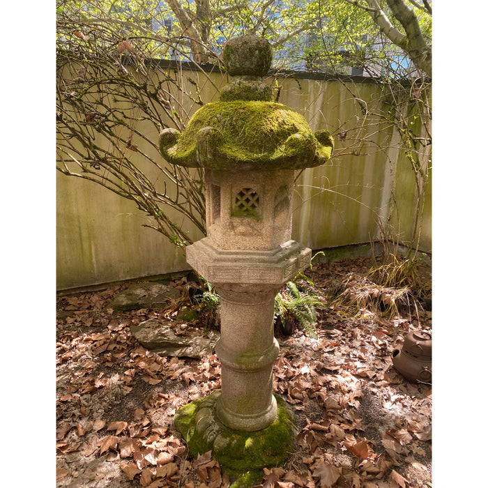 Antique Japanese Meiji Kasuga "Deer" Granite Stone Garden Pagoda Lantern 1800