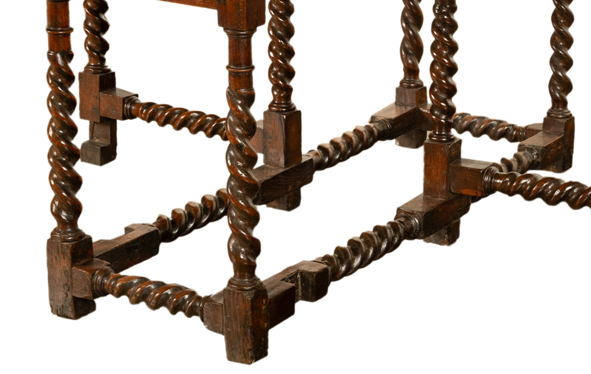 Antique 17th Century William & Mary Oak Barley Twist Gateleg Dining Table 1690