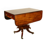 Antique Regency Mahogany Drop Leaf Twin Drawer Pembroke or Library Table 1810