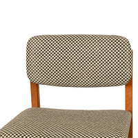 Mid Century Modern Danish Jens Risom Set 4 Teak Dining Chairs 1960 Newly Re-upholstered