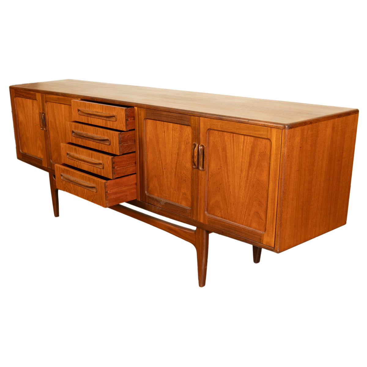 Original Mid Century Modern G Plan Teak Fresco Long 4 Door Drawer Credenza 1966