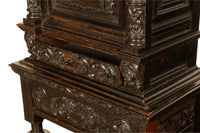 Antique 17th Century Dutch Carved Ebonized Oak Credence Cabinet on Stand 1680