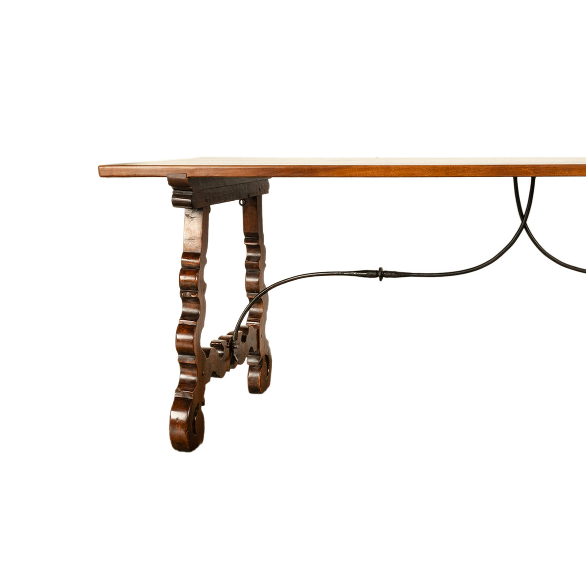 Antique 18th Century Spanish Walnut & Iron Dining Refectory Trestle Table 1780