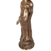 Antique 18th Century Japanese Edo Gilt Bronze Kannon Buddha Statue Figure 1750