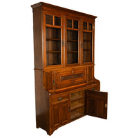 Antique Victorian Art Nouveau Carved Oak Secretary Bookcase Bibliotheque 1890