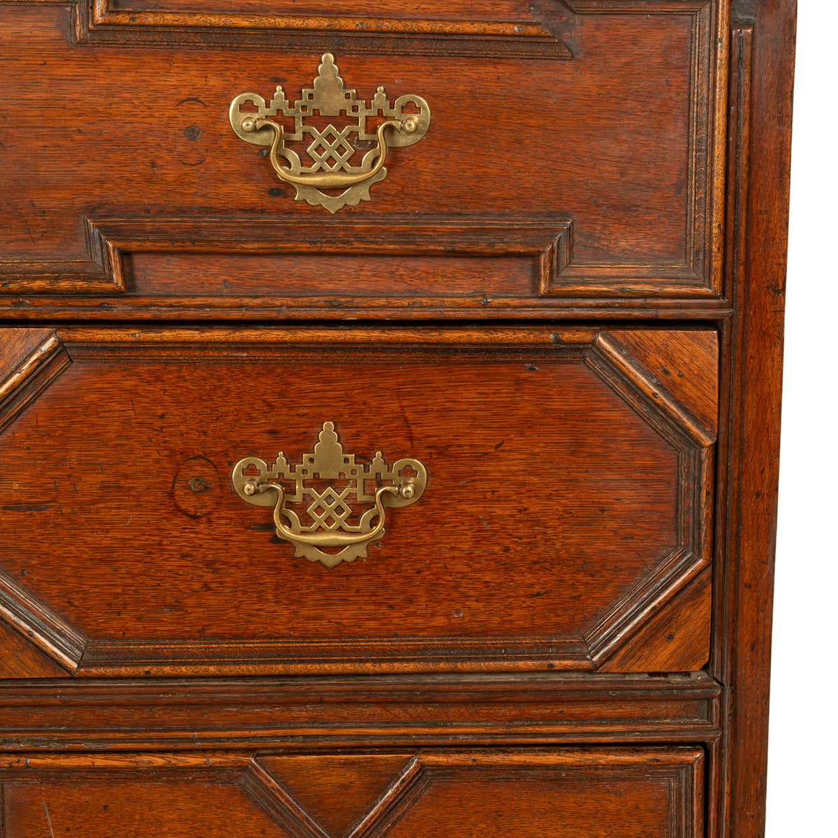 Antique 18th Century William & Mary Oak Geometric Mule Chest of Drawers 1700