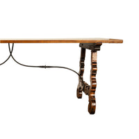 Antique 18th Century Spanish Walnut & Iron Dining Refectory Trestle Table 1780
