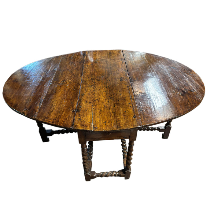 Antique 17th Century William & Mary Oak Barley Twist Gateleg Dining Table 1690