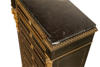 Antique French Napoleon III Mother-Of-Pearl Inlaid Ormolu Marble Top Secretaire Desk Chest 1860