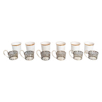 Antique Set of 6 Shelley China Demitasse Cups Saucers Sterling Silver Mappin Webb Birmingham 1919