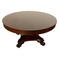 Antique American Empire 60" Extending to 10' Mahogany Pedestal Dining Table 1830