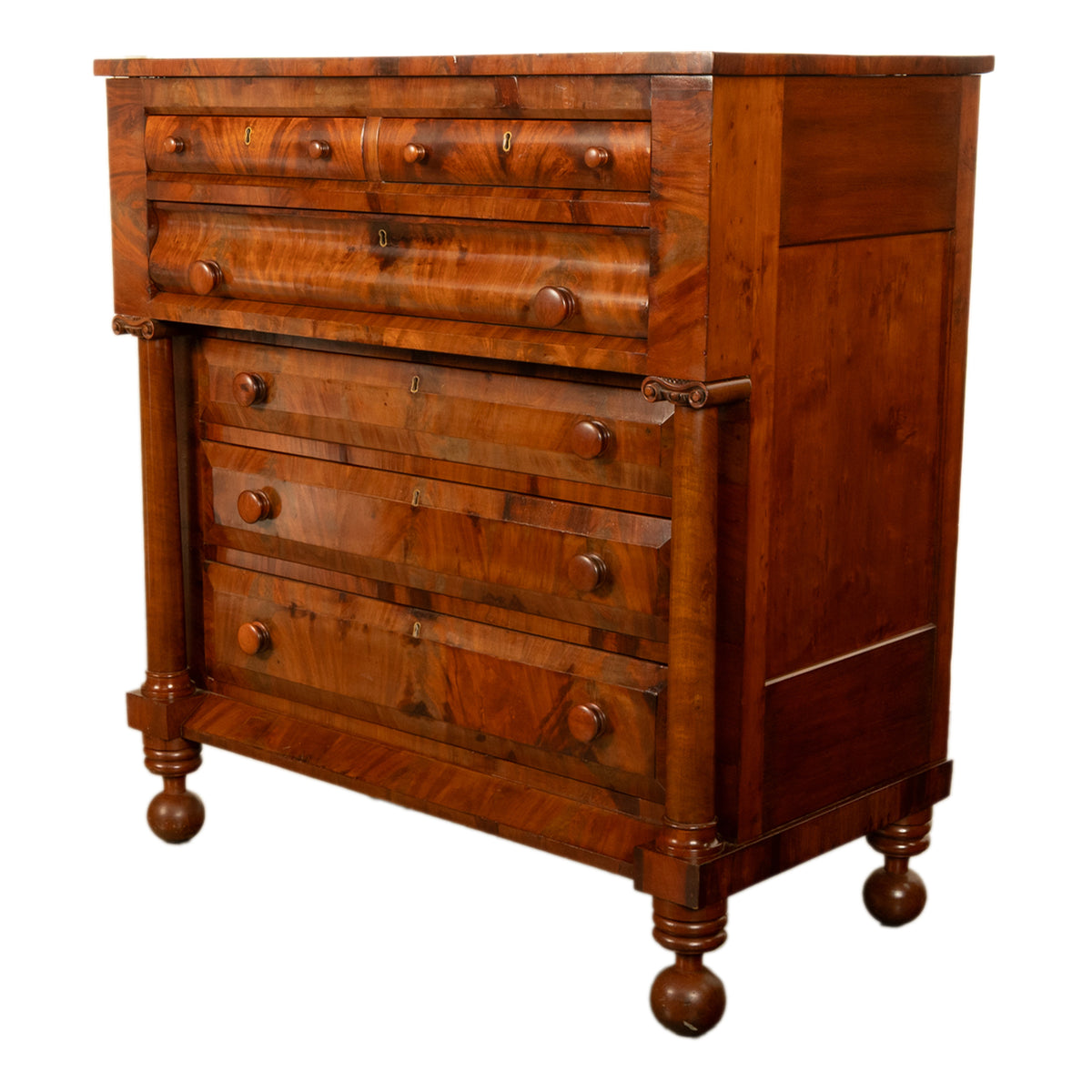 Antique American Classical Mahogany Chest Drawers Dresser Commode New York 1830