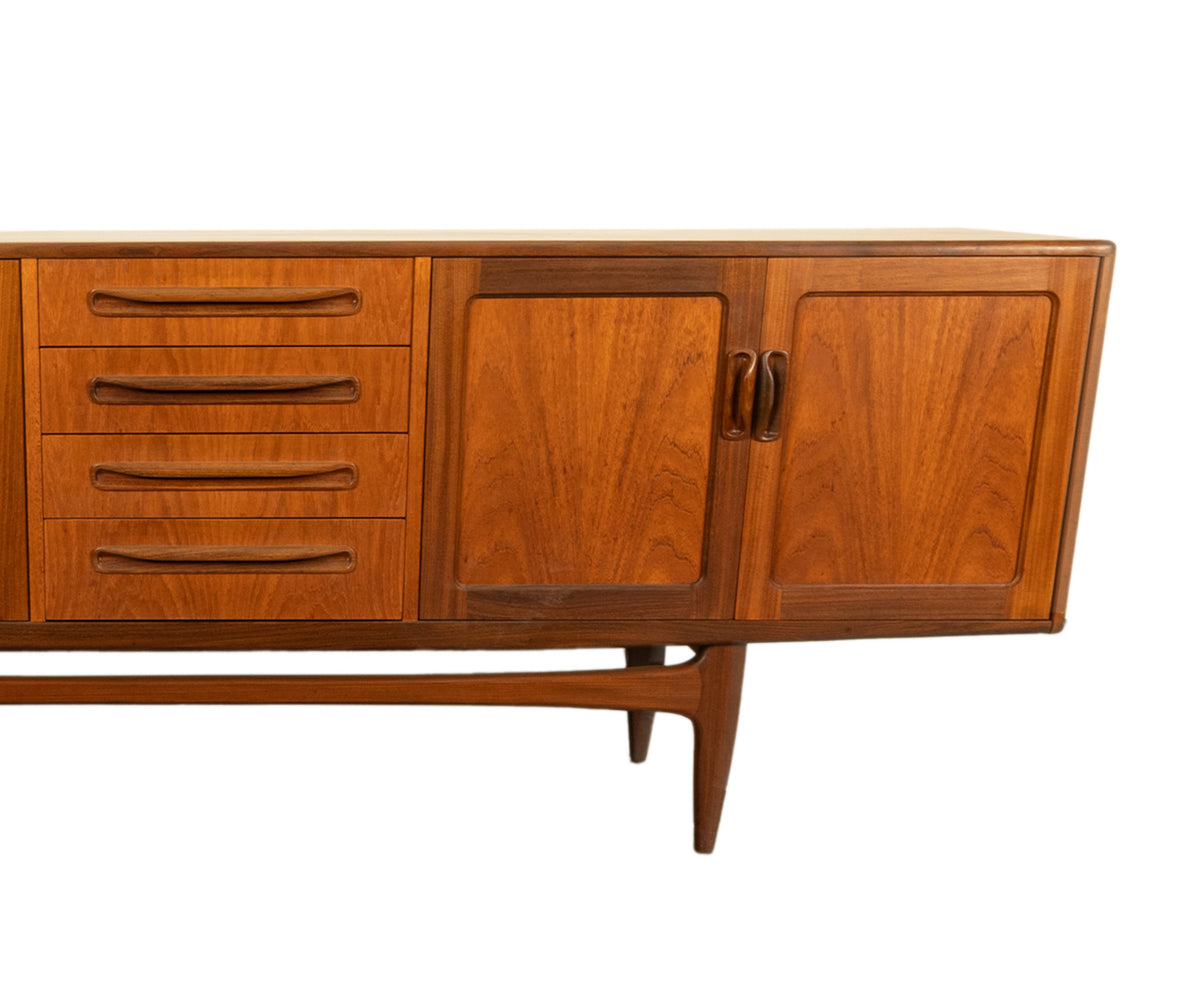 Original Mid Century Modern G Plan Teak Fresco Long 4 Door Drawer Credenza 1966
