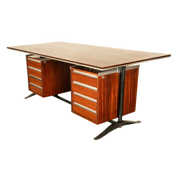 Italian Rosewood Mid Century Modern Executive Desk Gio Ponti Antonio Fornaroli Alberto Rosselli 1955