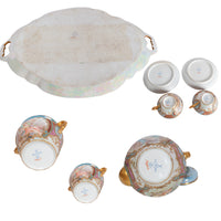 Antique French Sevres Handpainted & Gilded Porcelain Neoclassical 8 Piece Tete-a-Tete Tea Set 1900