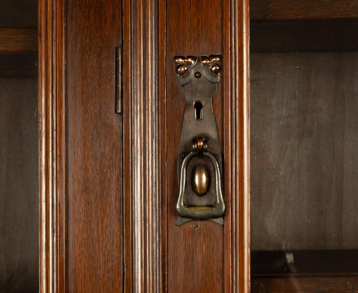 Antique Victorian Art Nouveau Carved Oak Secretary Bookcase Bibliotheque 1890