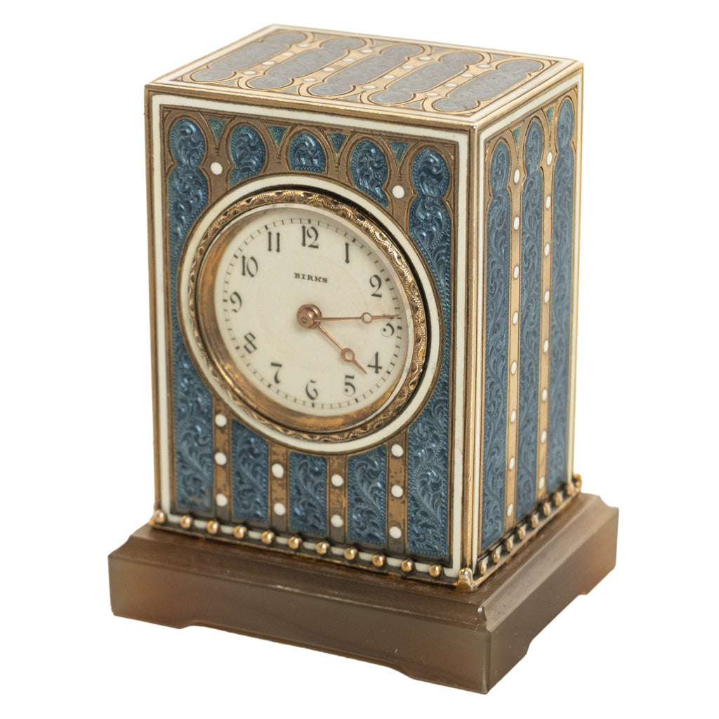 Antique Swiss Miniature Silver Gilt & Enamel Art Nouveau Carriage Clock 1910